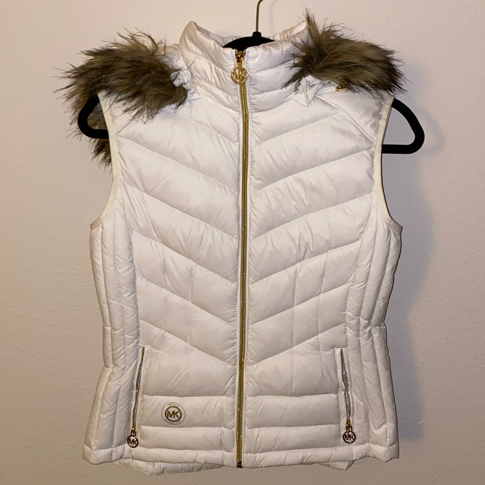 Michael Kors Puffer Vest w/ Detachable Fur Hood